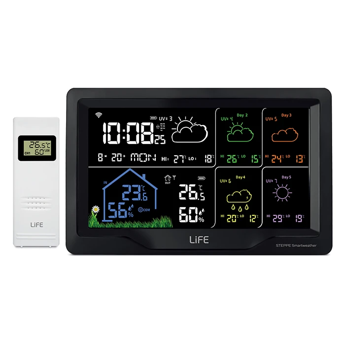 Μετεωρολογικός Σταθμός Life TUYA Smart Wi-Fi με εξωτερικό αισθητήρα και οθόνη 7.5"