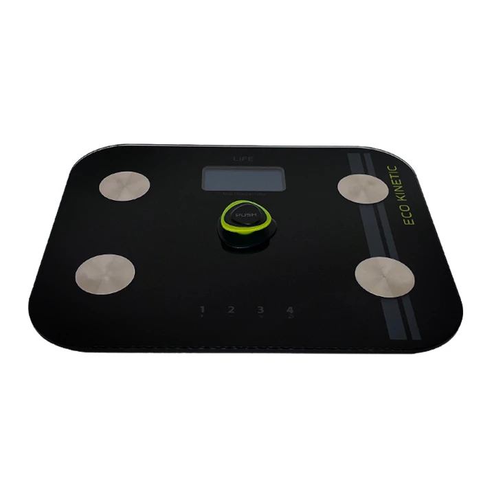 Ζυγαριά Μπάνιου Life Battery-free γυάλινη ψηφιακή με λιπομέτρηση, 6 σε 1.