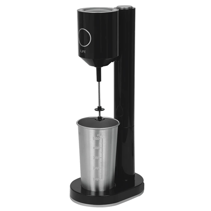 Φραπεδιέρα Life 1 inox + 1 πλαστικό ποτήρι και πλήκτρο push, σε μαύρο 100W.
