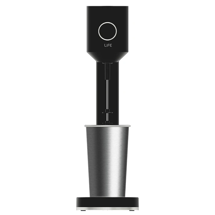 Φραπεδιέρα Life 1 inox + 1 πλαστικό ποτήρι και πλήκτρο push, σε μαύρο 100W.