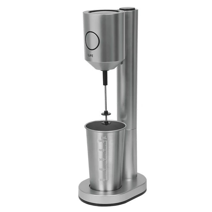 Φραπεδιέρα Life 1 inox + 1 πλαστικό ποτήρι και πλήκτρο push, σε ασημί 100W.