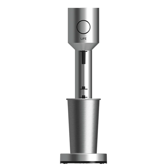 Φραπεδιέρα Life 1 inox + 1 πλαστικό ποτήρι και πλήκτρο push, σε ασημί 100W.