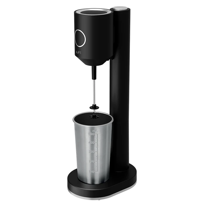 Φραπεδιέρα Με Inox Ποτήρι Και Πλήκτρο Push, 100w, Σε Μαύρο Ματ Χρώμα.