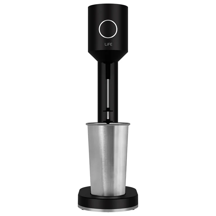 Φραπεδιέρα Με Inox Ποτήρι Και Πλήκτρο Push, 100w, Σε Μαύρο Ματ Χρώμα.