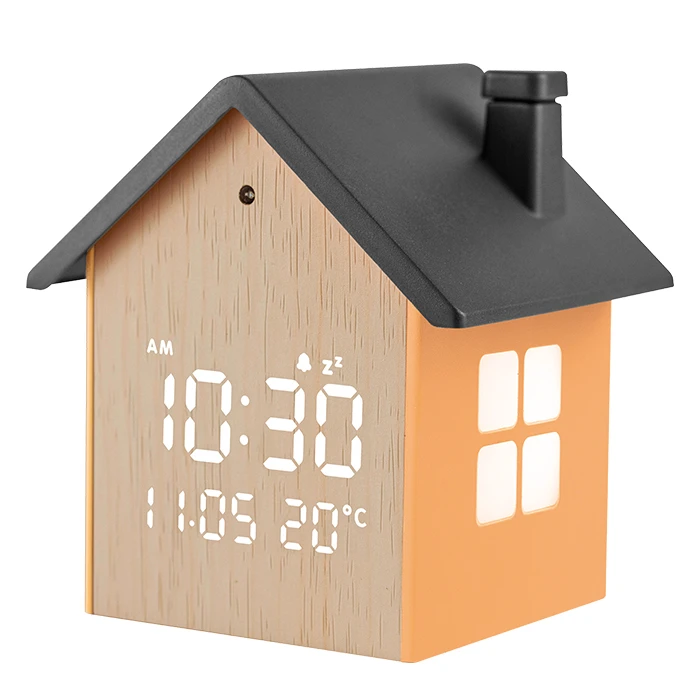Ψηφιακό Ρολόι / Ξυπνητήρι Life Tiny House Black Σπιτάκι Με Οθόνη Led Και Φωτάκι Νυκτός