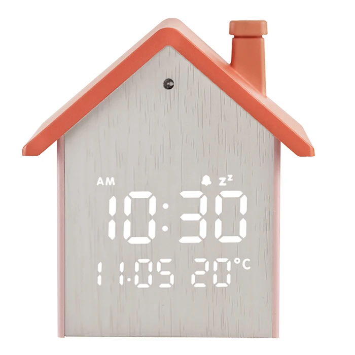 Ψηφιακό Ρολόι / Ξυπνητήρι Life Tiny House Peach Σπιτάκι Με Οθόνη Led Και Φωτάκι Νυκτός