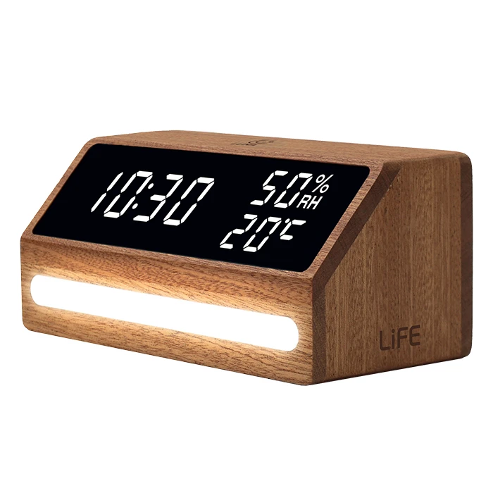 Επιτραπέζιο Ψηφιακό Ρολόι Life Ξύλινο Ψηφιακό θερμόμετρο / υγρόμετρο και φωτάκι νυκτός