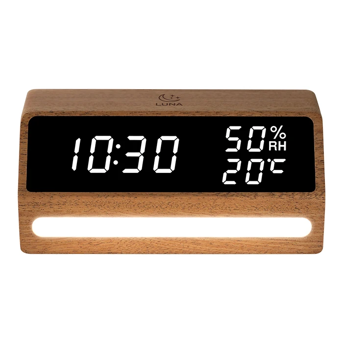 Επιτραπέζιο Ψηφιακό Ρολόι Life Ξύλινο Ψηφιακό θερμόμετρο / υγρόμετρο και φωτάκι νυκτός