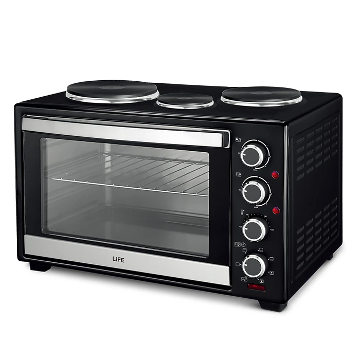 LiFE Kouzinaki 483 Ηλεκτρικό Φούρνος 48L με 3 Εστίες & Αέρα, Μαύρο