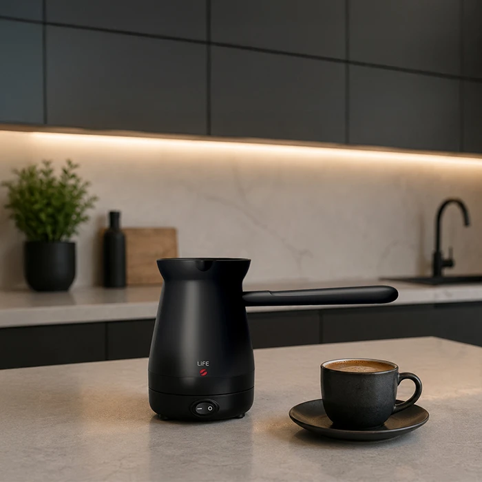 LiFE GISVES Ηλεκτρικό Μπρίκι 1000W (Flat Black) — έως 4 φλιτζάνια