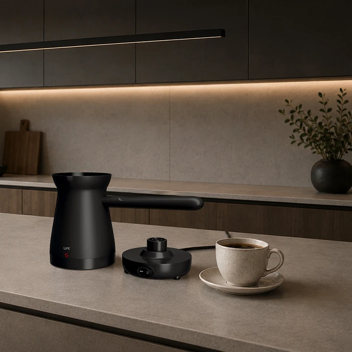 LiFE GISVES Ηλεκτρικό Μπρίκι 1000W (Flat Black) — έως 4 φλιτζάνια