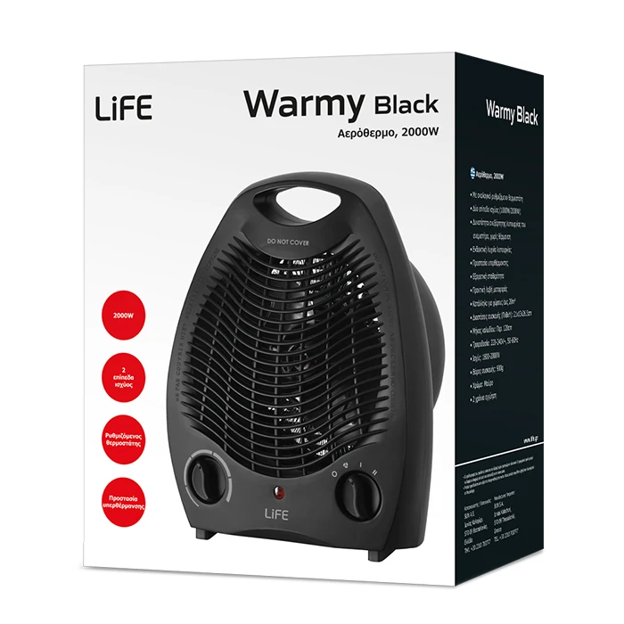 LiFE Warmy Black Space Heater 2000W