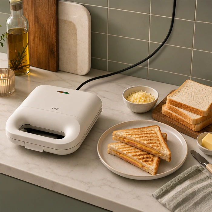 LiFE BODEGA Warm Grey Series Sandwich Grill / Panini Press - Removable Plates, 750W