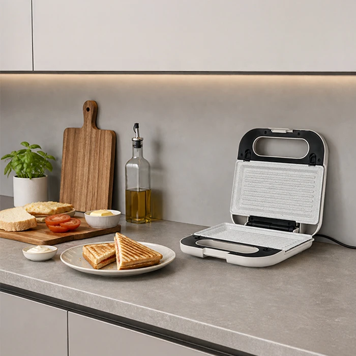 LiFE BODEGA Warm Grey Series Sandwich Grill / Panini Press - Removable Plates, 750W