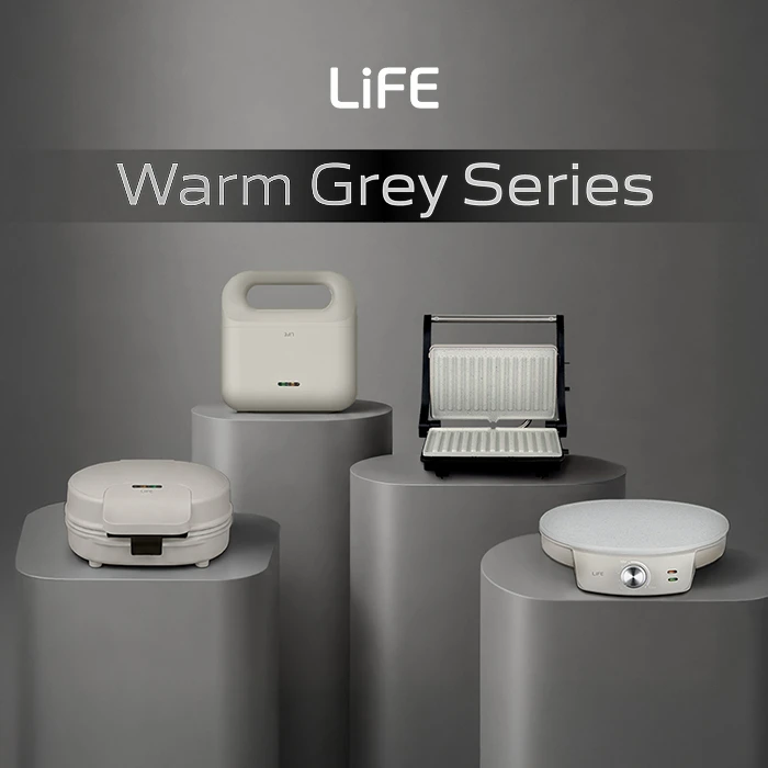 LiFE BODEGA Warm Grey Series Sandwich Grill / Panini Press - Removable Plates, 750W