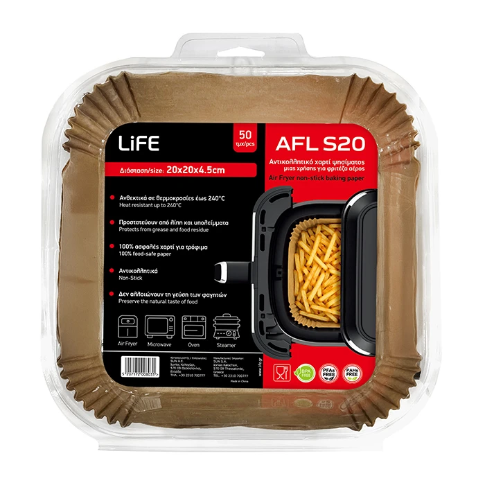 LiFE Non-stick Parchment Sheets for Air Fryer 20x20 cm