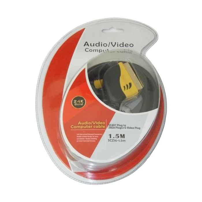 DM SCZ16 SCART to 2x RCA + 1x S-Video Cable M/M/M 1.5m - DM PRO