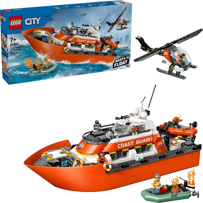 LEGO City Coast Guard Rescue Boat & Helicopter - 742 pieces, Age 7+, Model 60504
