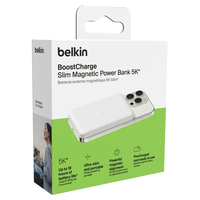 Belkin BoostCharge Slim Magnetic MagSafe Power Bank 5000mAh with USB-C Port White