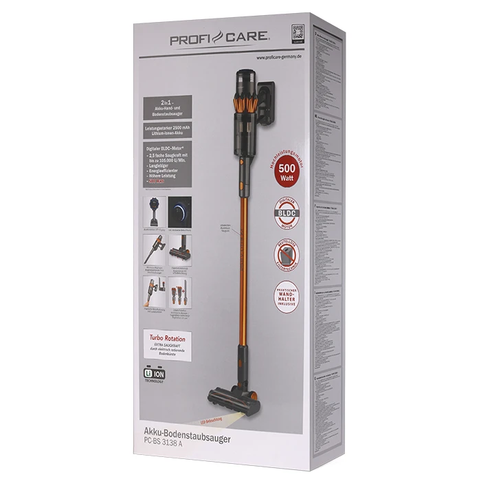 PROFI CARE Rechargeable 2-in-1 Stick & Handheld Vacuum Cleaner PC-BS 3138 Orange