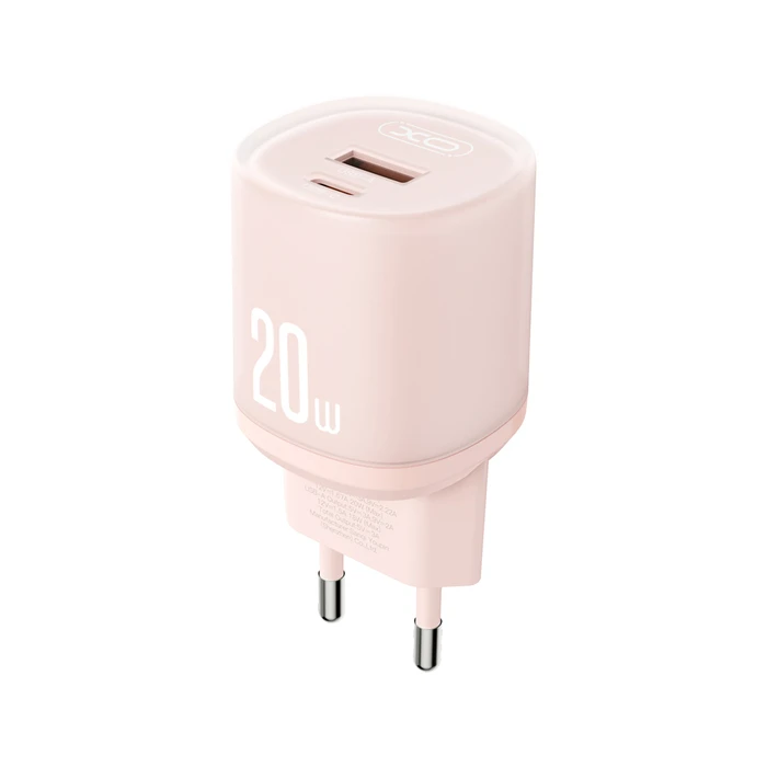 Φορτιστής Πρίζας XO L144(EU) PD20W 1USB-A+1USB-C Ροζ