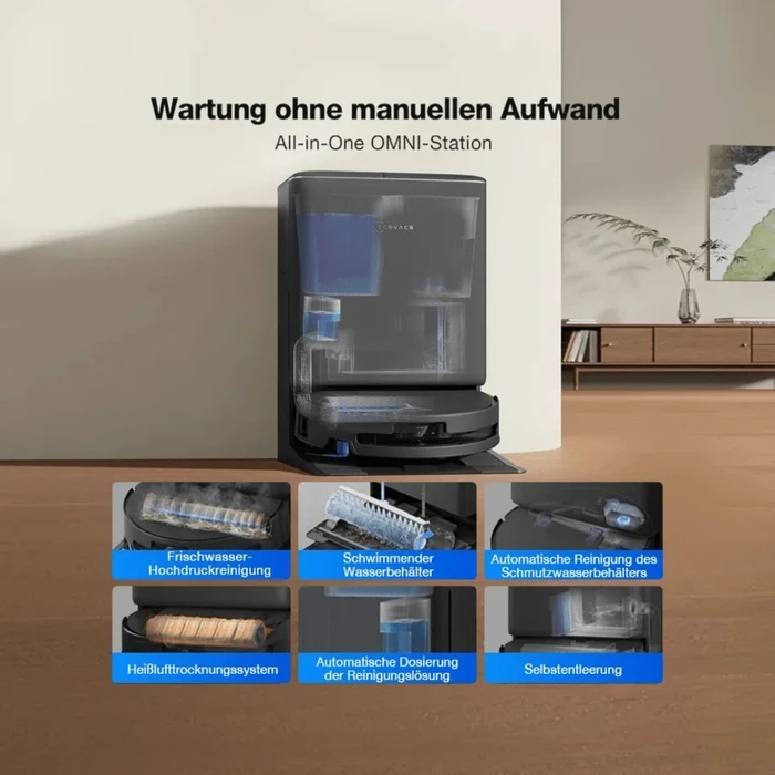 Ecovacs Deebot T90 Pro Omni Σκούπα Ρομπότ με Αυτόματο Σταθμό Καθαρισμού (Omni), Laser/LiDAR Χαρτογράφηση, 30000Pa