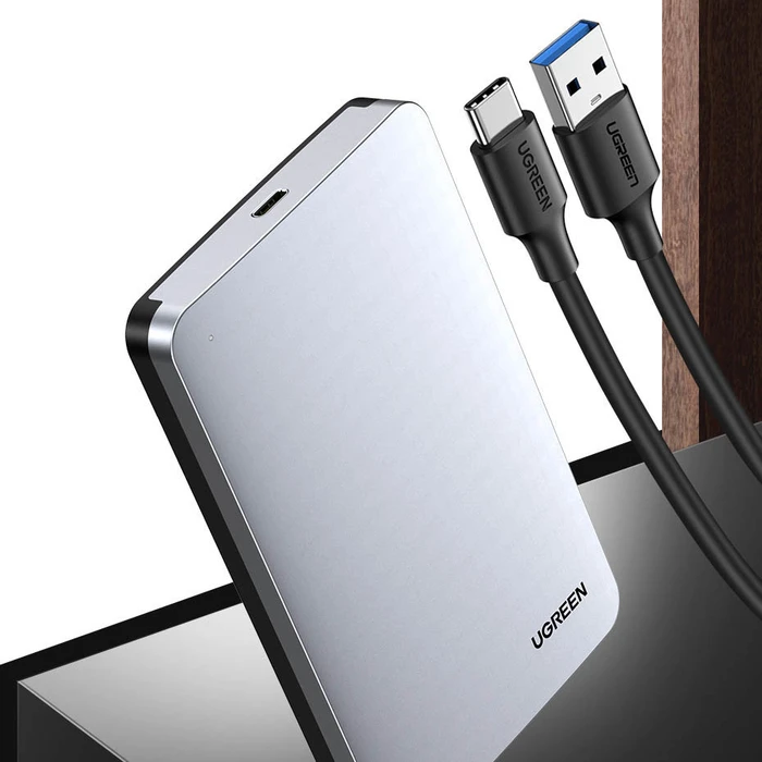 UGREEN CM300 pocket enclosure for 2.5 \'\' SATA 3.0 6Gbps hard disk gray + cable USB - USB Type C 0.5m