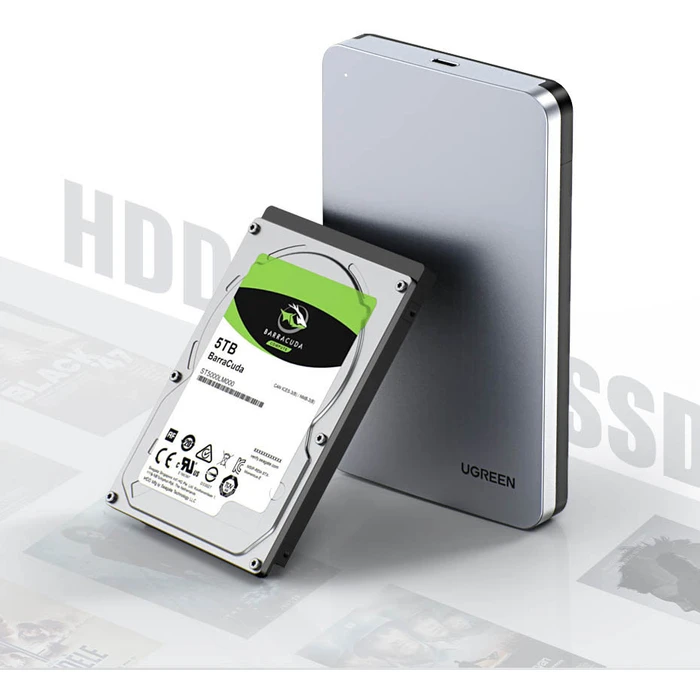 UGREEN CM300 pocket enclosure for 2.5 \'\' SATA 3.0 6Gbps hard disk gray + cable USB - USB Type C 0.5m