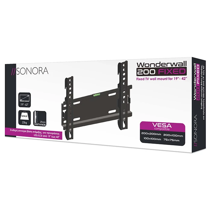 Βάση Τηλεόρασης Τοίχου Sonora WonderWall 200 Fixed 19"-42" (20Kg)
