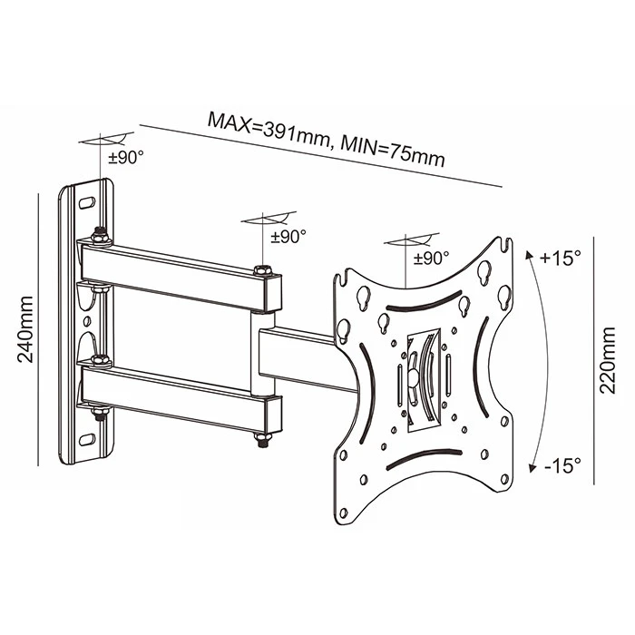 Βάση Τηλεόρασης Τοίχου Sonora WonderWall 200 Full eMotion 19"-42" (30Kg)