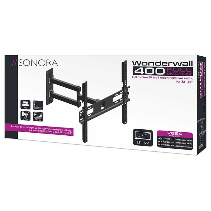 Βάση Τηλεόρασης Τοίχου Sonora WonderWall 400 Full eMotion 32"-55" (30Kg)