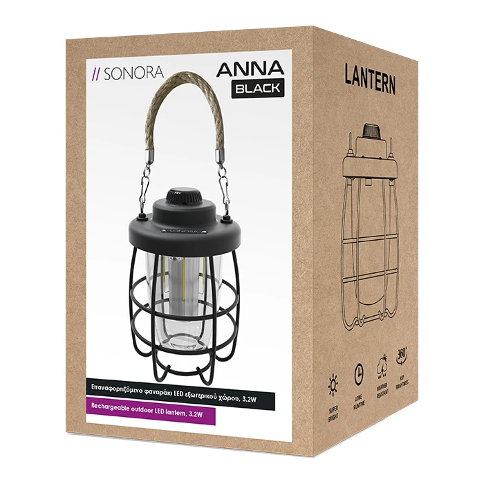 Επαναφορτιζόμενο Φαναράκι LED Sonora εξωτερικού χώρου, 3.2W