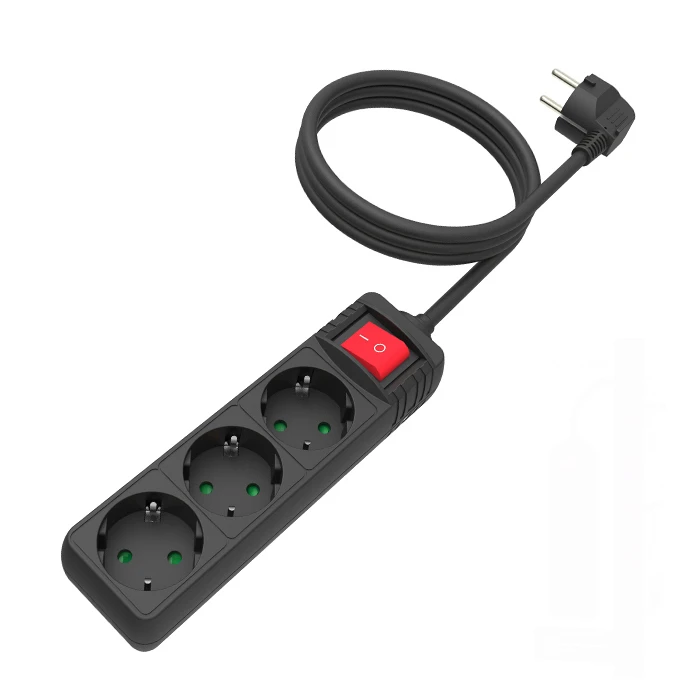 Sonora Power Strip - 3 Schuko Sockets with ON/OFF Switch and 1.5m Cable