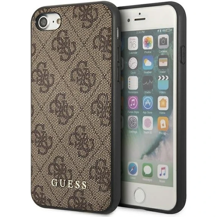 Guess GUHCI8G4GFBR Apple iPhone SE 2022/2020/8/7 brown hard case 4G Metal Gold Logo