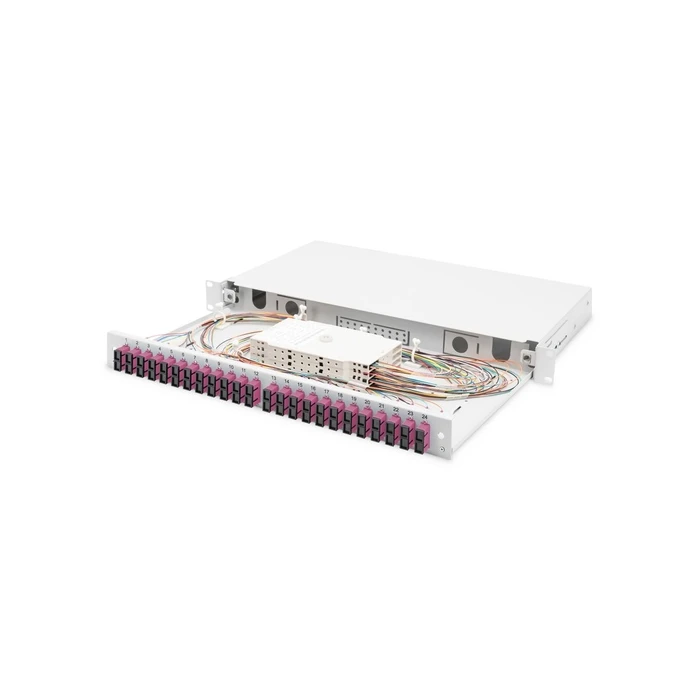 DIGITUS Κουτί Σύνδεσης Οπτικών Ινών (LWL) 1U, προεξοπλισμένο, 24x SC Duplex, OM4, γκρι (DN-96322-4)