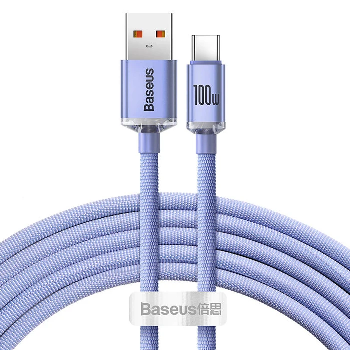 Καλώδιo USB Baseus Crystal Shine USB to USB-C, 100W, 2m (purple)