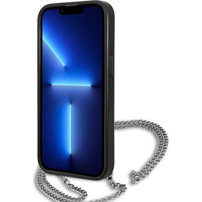 Karl Lagerfeld KLHCP13XPMK Apple iPhone 13 Pro Max hardcase black Leather Textured and Chain