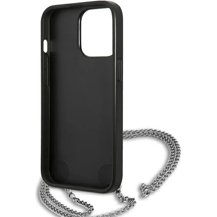Karl Lagerfeld KLHCP13XPMK Apple iPhone 13 Pro Max hardcase black Leather Textured and Chain