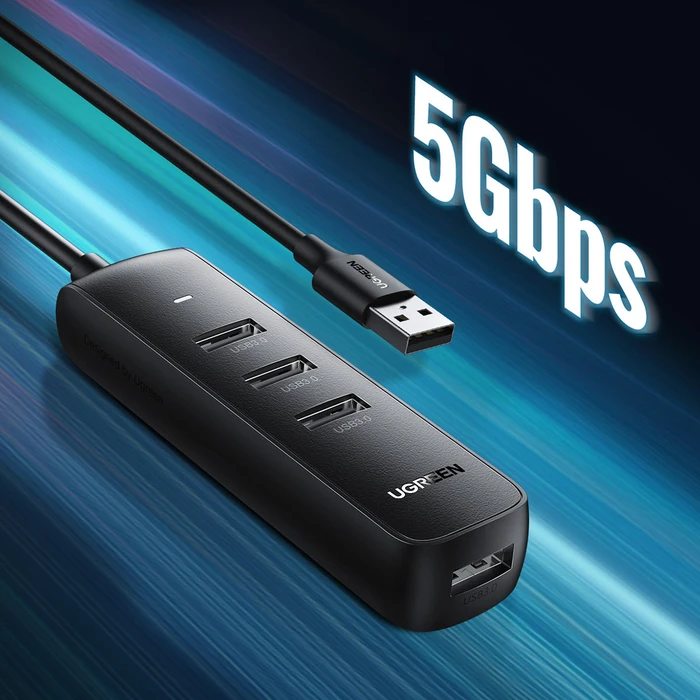 UGREEN CM416 4-in-1 USB HUB - 4x USB Type A 3.0 PD DC 12V 0.25m black