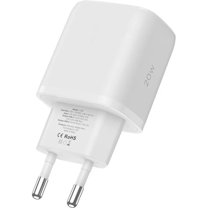 Tech-Protect C20W 2-port Network Charger PD 20W QC 3.0 White