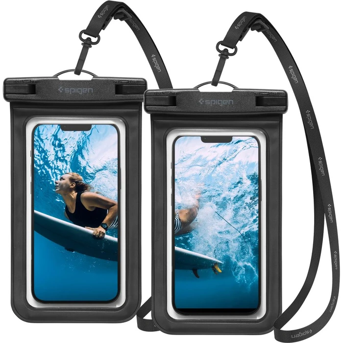 Spigen A601 Universal Waterproof Case Black [2 PACK]