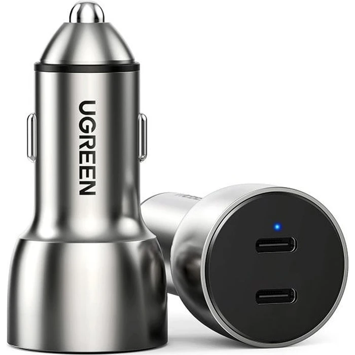 UGREEN CD213 car charger 2x USB Type C Quick Charge 3.0 PD 3.0 36 W FCP AFC 3 A gray