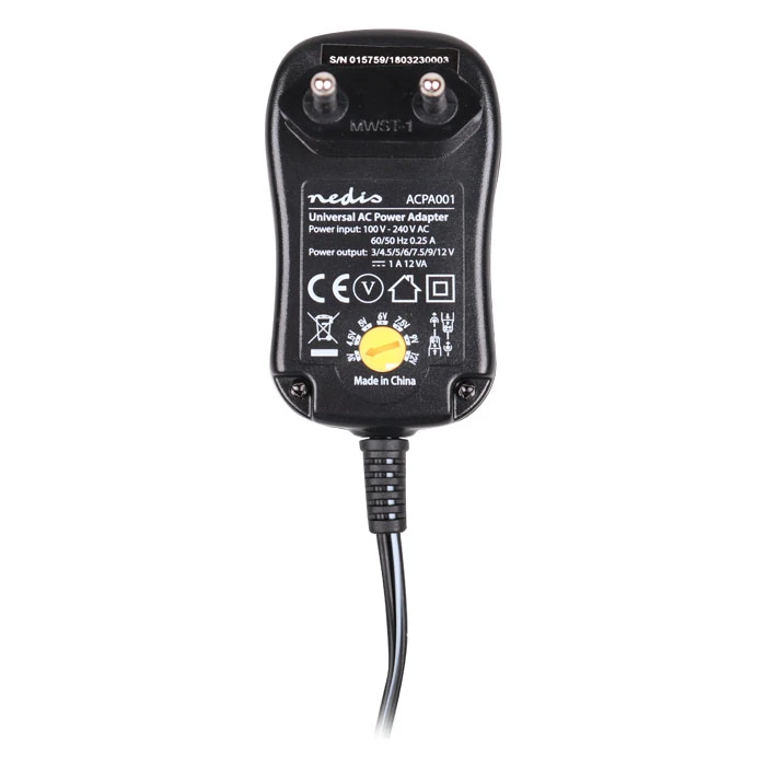 Universal Τροφοδοτικό Nedis ACPA001 AC Power 3/4.5/5/6/7.5/9/12 VDC, 1.0 A