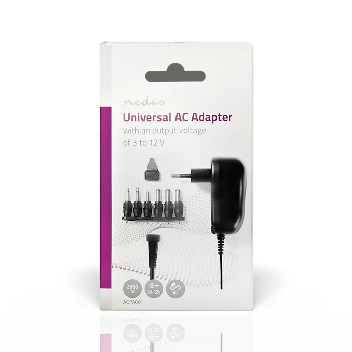 Universal Τροφοδοτικό Nedis ACPA001 AC Power 3/4.5/5/6/7.5/9/12 VDC, 1.0 A