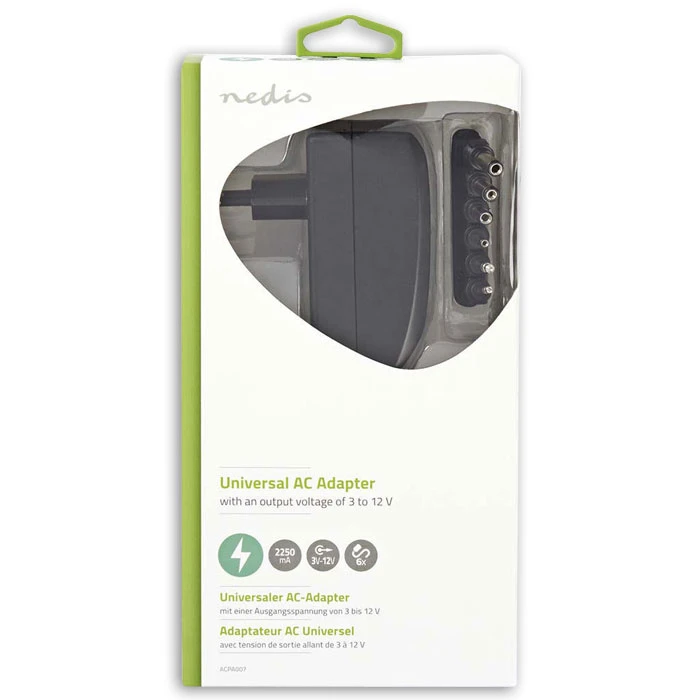 Universal Τροφοδοτικό Nedis ACPA007 AC Power 3/4.5/6/7.5/9/12 VDC, 2.25 A