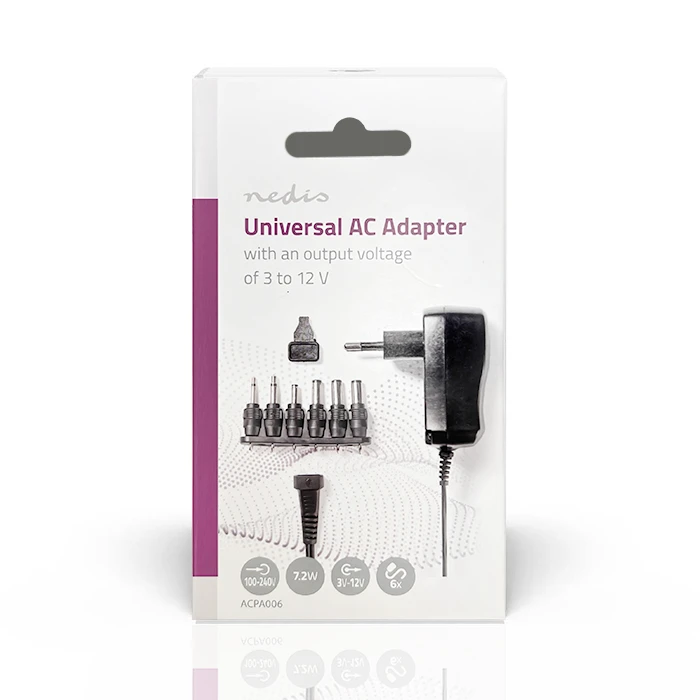 Universal Τροφοδοτικό Nedis ACPA006 AC Power 3/4.5/5/6/7.5/9/12 VDC, 0.6 A