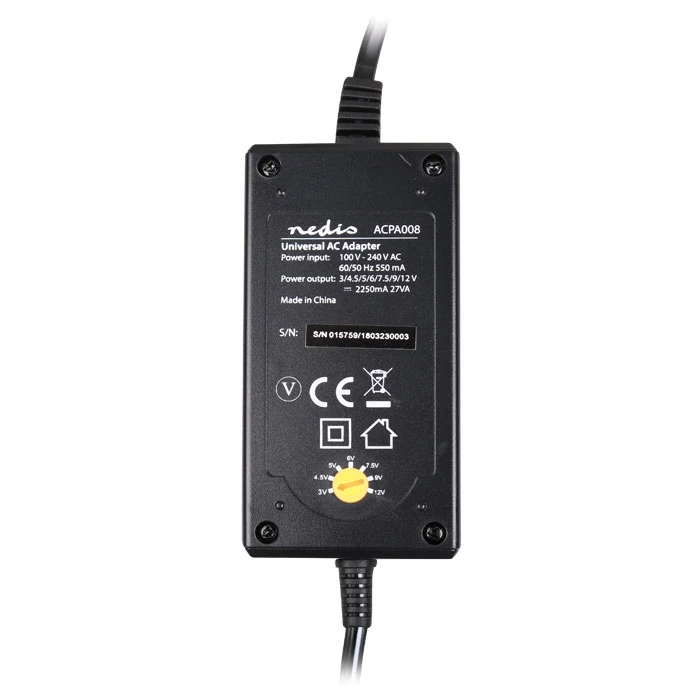 Universal Τροφοδοτικό Nedis ACPA008 AC Power 3/4.5/5/6/7.5/9/12 VDC, 2.25 A