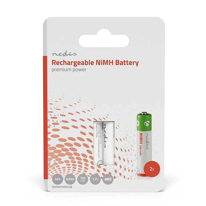 Επαναφορτιζόμενη Μπαταρία NEDIS Ni-Mh AAA 1.2V 700 MAH 2 Pieces Blist