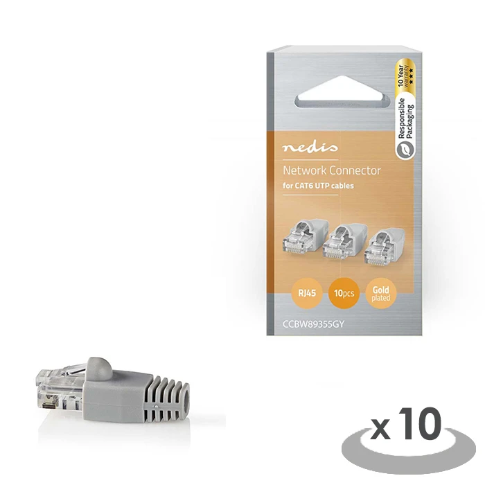 Κονέκτρορας Cατ 6 Utp Rj45 Αρσ. Με Καπάκια, Σετ 10 Τεμαχίων