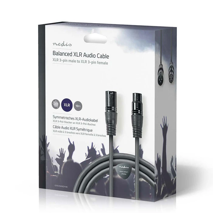 Καλώδιο XLR Nedis COTG15010GY1 Male to Female 10m